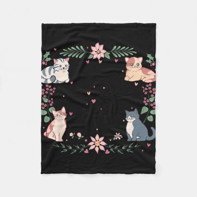 Funny Cat Graphic Women Mother Cat Owners Best Cat Fleece Blanket (Front)