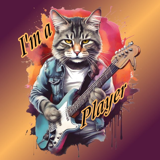 Funny Cat Guitar I'm a Player T-Shirt (Creator Uploaded)