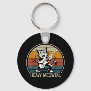 Funny Cat Guitar Shirt - Jamming Rock Cat Playing Key Ring