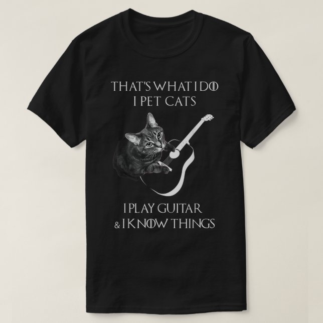 Funny Cat Guitarist Music Lover Design T-Shirt (Design Front)