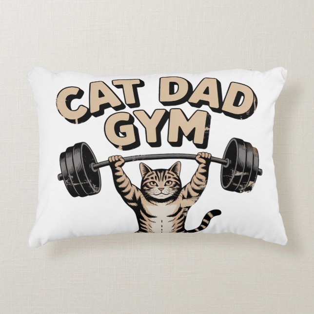 Funny Cat Gym for Dad Decorative Cushion (Front)