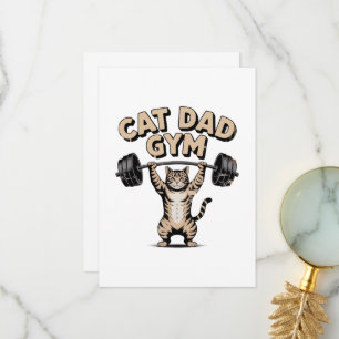 Funny Cat Gym  for Dad Thank You Card