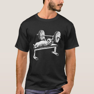 Funny Cat Gym Workout Bench Press Cat Meme Gymnast T-Shirt