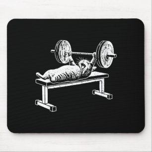 Funny cat gym workout bench press cat meme mouse mat