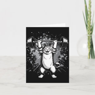 Funny cat gym workout deadlift meme pump kitten card