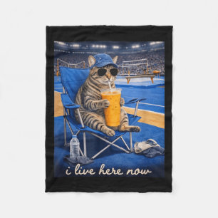 Funny Cat Gymnastic I Live Here Now Fleece Blanket
