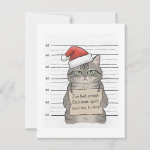 Funny Cat Had Enough Christmas Spirit Holiday Card