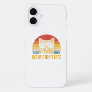 Funny Cat Hair Don't Care Card for Cat Lovers iPhone 16 Plus Case
