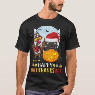 Funny Cat Halloween And Merry Christmas Happy Hall T-Shirt