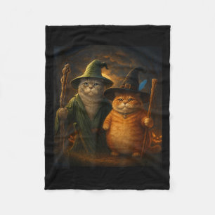 Funny Cat Halloween Cat Meme Wizard Cat Weird Cute Fleece Blanket