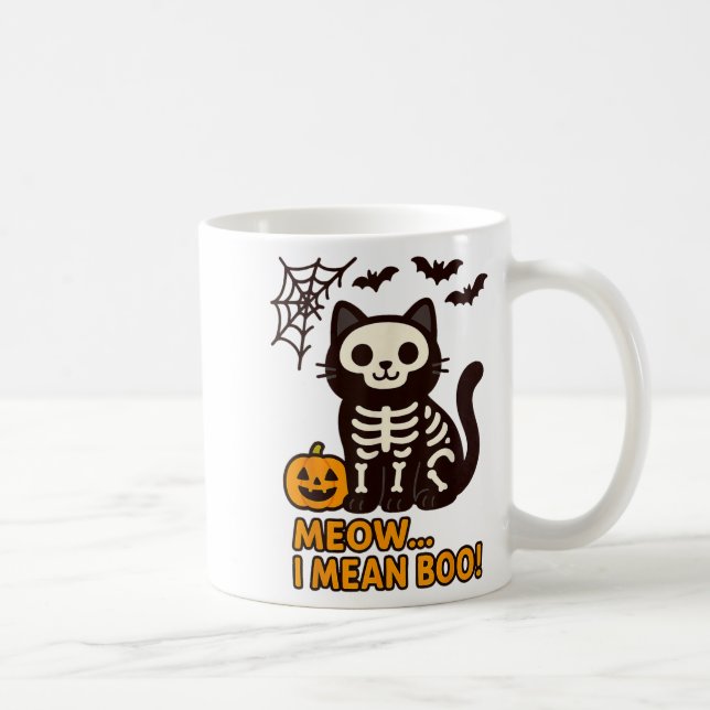 Funny Cat Halloween Costume Meow I Mean Boo Men Wo Coffee Mug (Right)