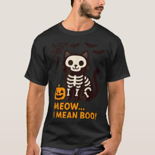 Funny Cat Halloween Costume Meow I Mean Boo Men Wo T-Shirt