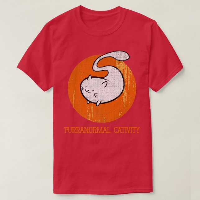 Funny Cat Halloween Purranormal Cativity Halloween T-Shirt (Design Front)