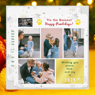 Funny Cat Happy Pawlidays Peace Love Joy 5 Photos  Holiday Card