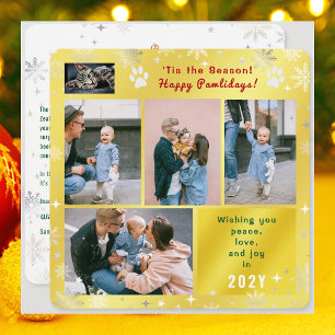 Funny Cat Happy Pawlidays Peace Love Photos Golden Holiday Card