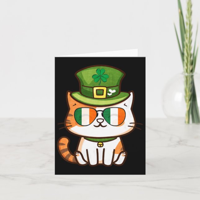 Funny Cat Happy St Patricks Day  Card (Front)