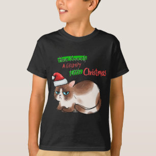 Funny Cat Have Yourself a Grumpy Little Christmas  T-Shirt