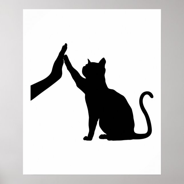 Funny Cat High Five Graphic Cat Owner & Cat Lover Poster (Front)
