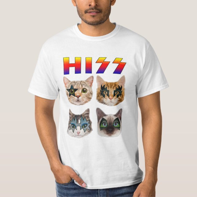 Funny Cat Hiss Rock and Roll for Cat Lover T-Shirt (Front)