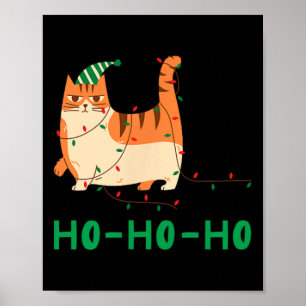 Funny Cat Ho-ho-ho Christmas Shirt Poster