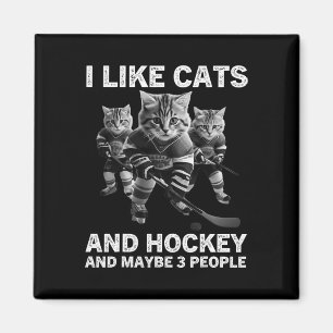 Funny Cat Hockey Gift For Introverts And Pet Lover Magnet