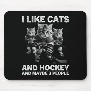 Funny Cat Hockey Gift For Introverts And Pet Lover Mouse Mat