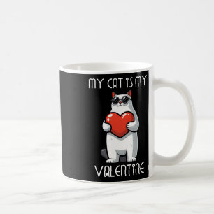 Funny Cat Holding Heart For Valentine's Day Family Coffee Mug