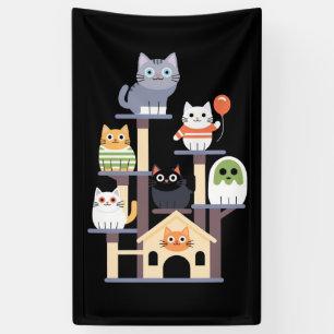 Funny Cat Horror Movies Cute Halloween Cat Kitty  Banner