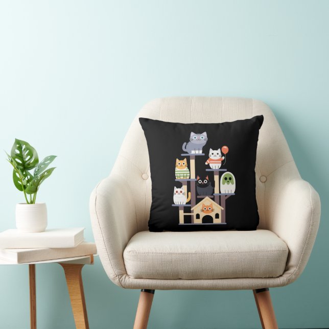 Funny Cat Horror Movies Cute Halloween Cat Kitty  Cushion (Chair)