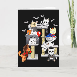 Funny Cat Horror Movies Cute Halloween Cat Lovers  Card