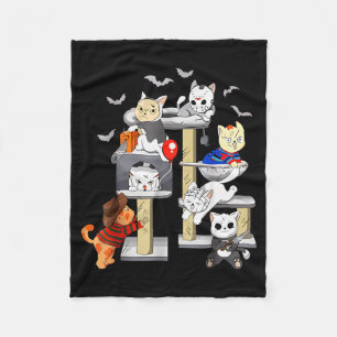 Funny Cat Horror Movies Cute Halloween Cat Lovers  Fleece Blanket