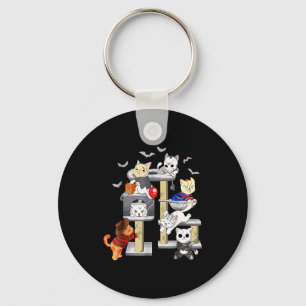 Funny Cat Horror Movies Cute Halloween Cat Lovers  Key Ring