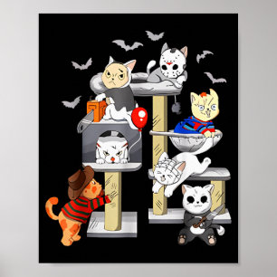 Funny Cat Horror Movies Cute Halloween Cat Lovers Poster