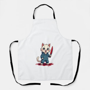 Funny Cat Horror Movies Cute Halloween For Cat Kit Apron
