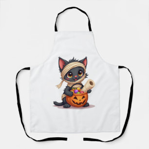 Funny Cat Horror Movies Cute Halloween for Cat Kit Apron