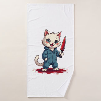 Funny Cat Horror Movies Cute Halloween For Cat Kit Bath Towel