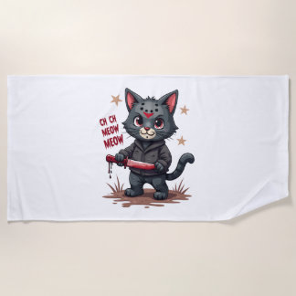 Funny Cat Horror Movies Cute Halloween for Cat Kit Beach Towel