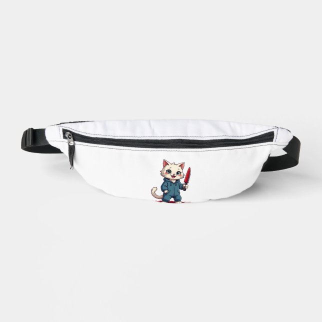 Funny Cat Horror Movies Cute Halloween For Cat Kit Bum Bags (Front)