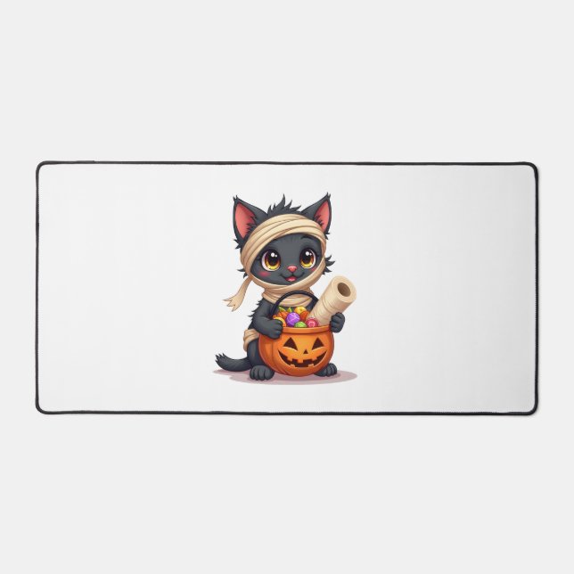 Funny Cat Horror Movies Cute Halloween for Cat Kit Desk Mat (Front)