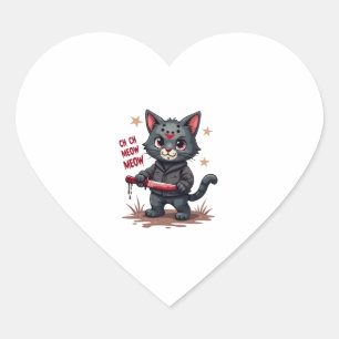 Funny Cat Horror Movies Cute Halloween for Cat Kit Heart Sticker