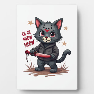 Funny Cat Horror Movies Cute Halloween for Cat Kit Plaque