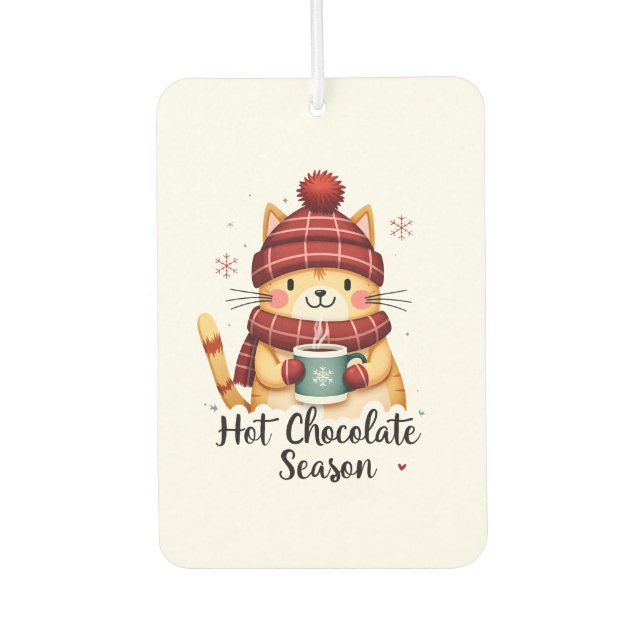 Funny Cat Hot Choco Season Merry Christmas Mom Dad Car Air Freshener (Front)