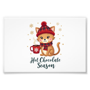 Funny Cat Hot Choco Season Merry Christmas Mum Dad Photo Print
