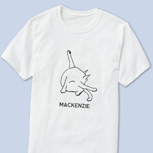 Funny Cat Humor Line Art Personalized Name T-Shirt