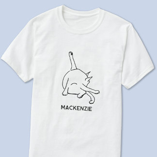 Funny Cat Humor Line Art Personalized Name T-Shirt