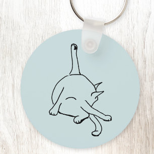 Funny Cat Humor Line Drawing Art Key Ring