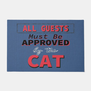 Funny Cat Humour Blue Welcome Door Mat