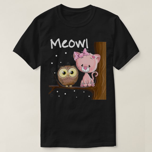 Funny Cat Humour Owl Novelty Meowl Hoot Cats Rule  T-Shirt (Design Front)