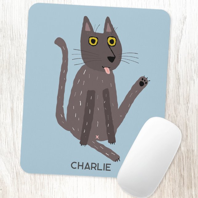 Funny Cat Humour Personalised Mouse Mat (Funny cat humor personalized name mousemat)