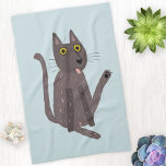 Funny Cat Humour Tea Towel<br><div class="desc">A funny cat washing.  Or maybe he's just doing yoga? Kiss him at your own risk!  Raise a smile from any animal lover.</div>